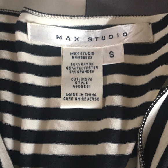 MAX STUDIO Cream and Black Striped Stretchy Dress - Picture 6 of 7